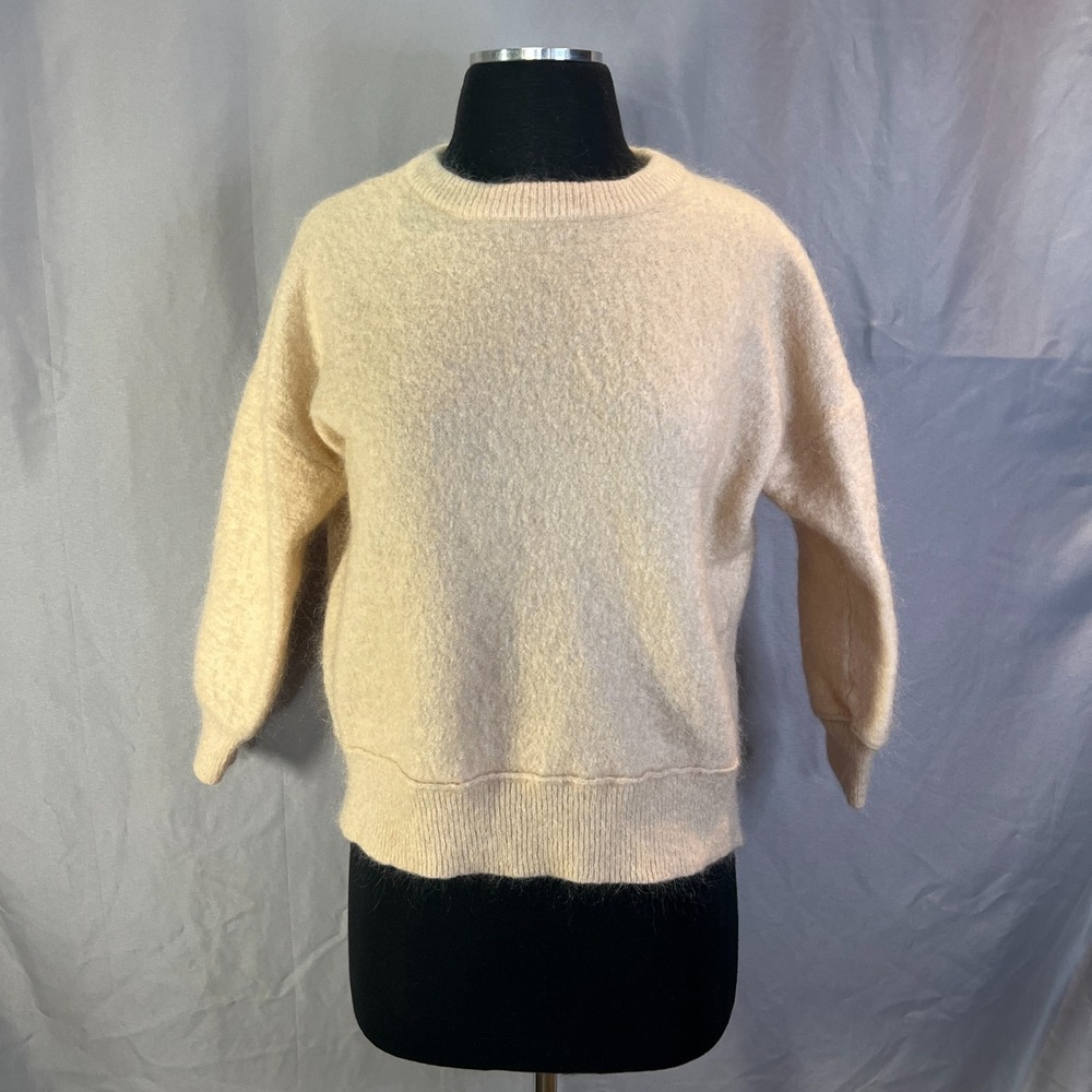 By Malene Birger Biagio Sweater Women Beige Wool Blend Textured Knit Ribbed Trim